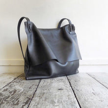 Load image into Gallery viewer, Edie Kahula Pereira Goods Black leather bag named Night-Day designed/made by edie kahula pereira purchase from www.ediekahulapereira.com